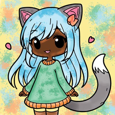 girl with cat ears and tail