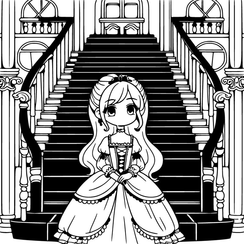 girl with a grand staircase