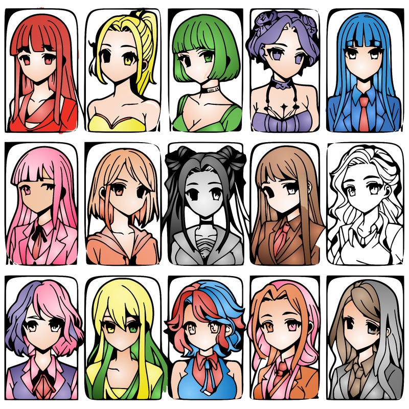 girls that look diffrent anime