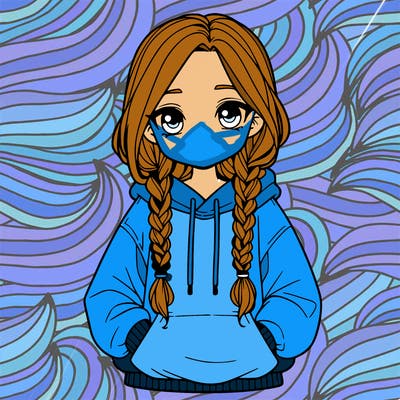 a realistic girl with a oversized hoodie and she has braids