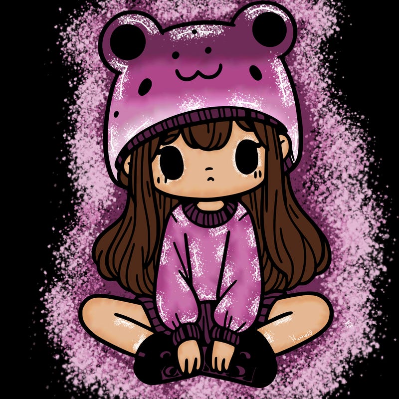a girl wearing a frog hat and some frog socks