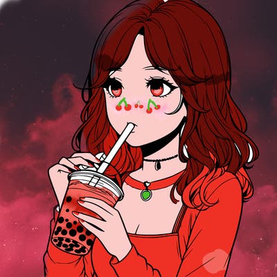realistic girl drinking boba tea