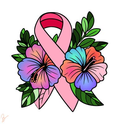 breast cancer awareness with hibiscus flowers