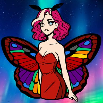 woman with moth wings