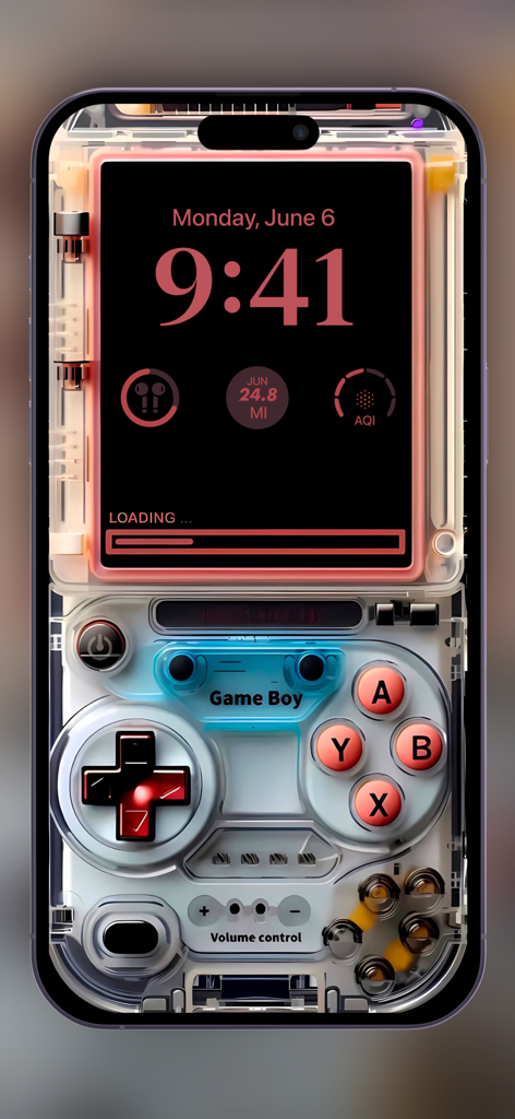 8K WALLPAPERS x 4K Backgrounds - Retro transparent game console aesthetic wallpaper on an iPhone lock screen