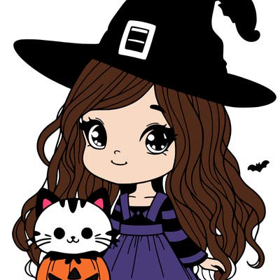 halloween girl with a kitty