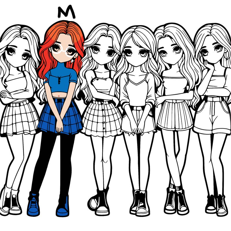 a group of girls realistic