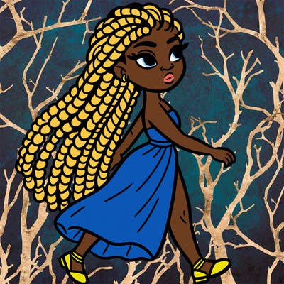 a black women with braids and her walking