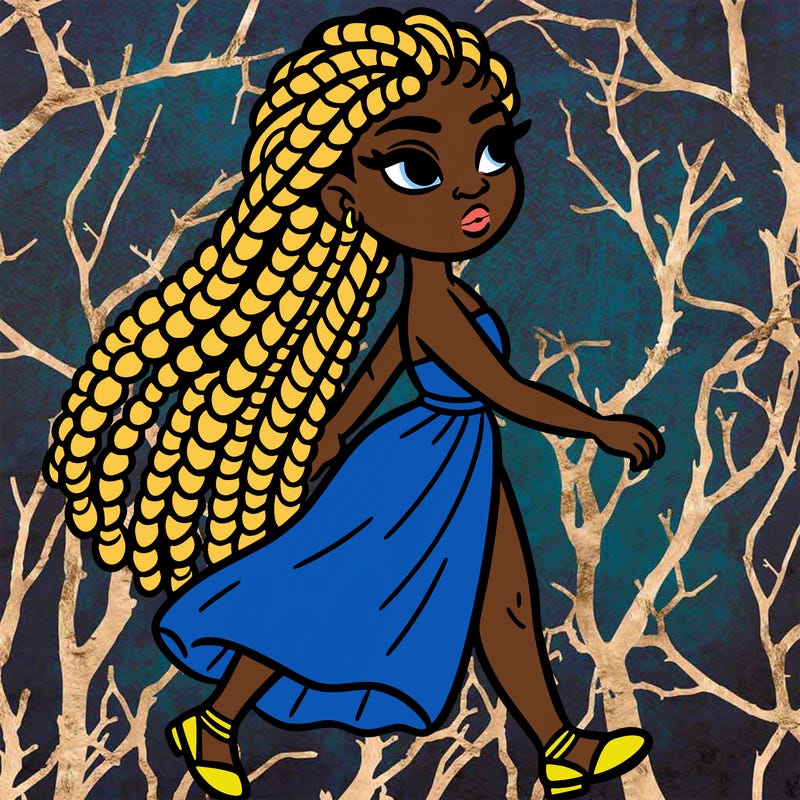 a black women with braids and her walking