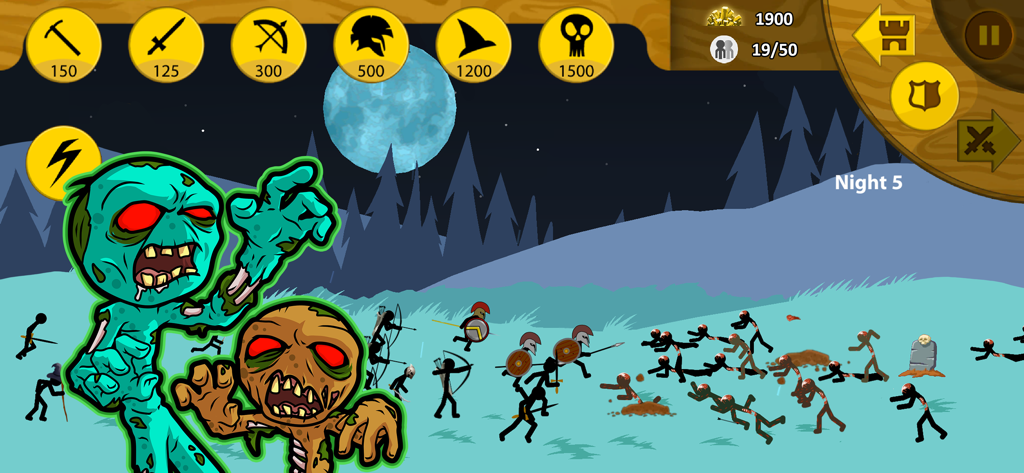 Stick War: Legacy - Stick figure soldiers fighting waves of zombies in Stick War Legacy