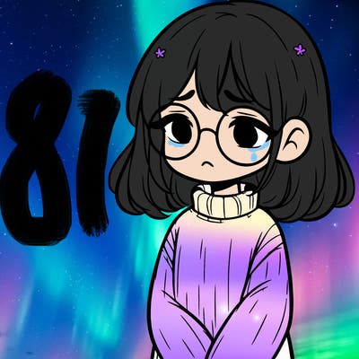 sad girl with glasses in a sweater