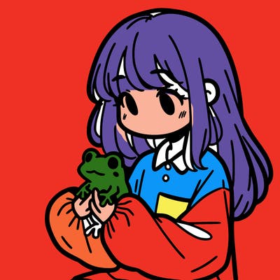 girl with long hair and a oversized shirt. and she is holding a frog