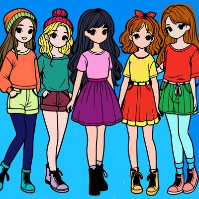 a group of five girls