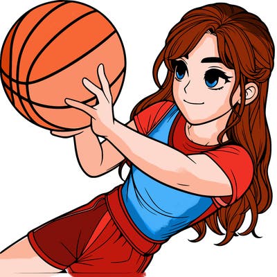 realistic girl playing basketball