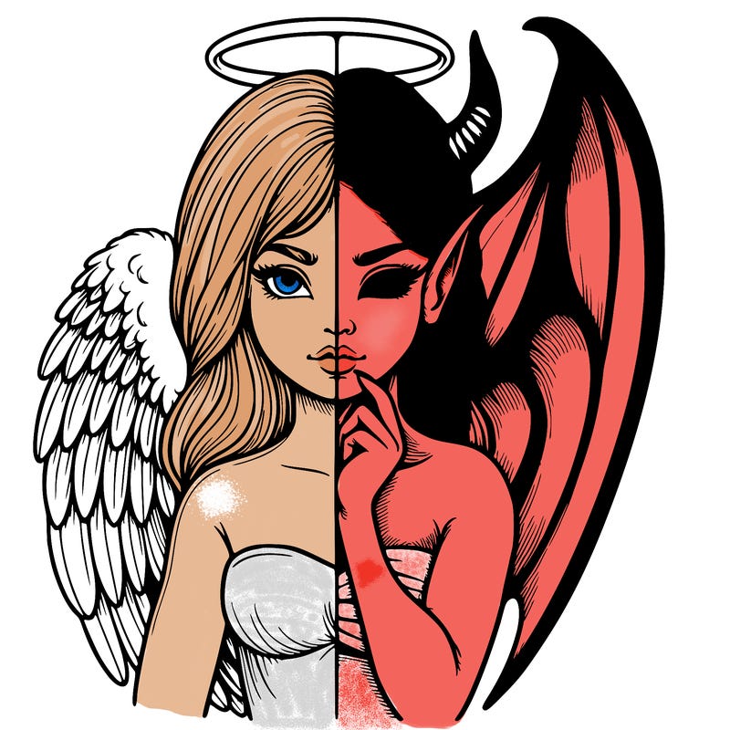 realistic angel half demon