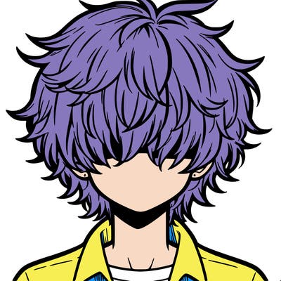 manga boy fluffy hair covering his eyes