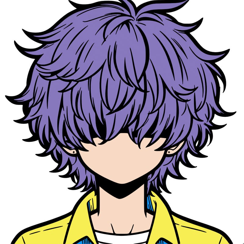 manga boy fluffy hair covering his eyes