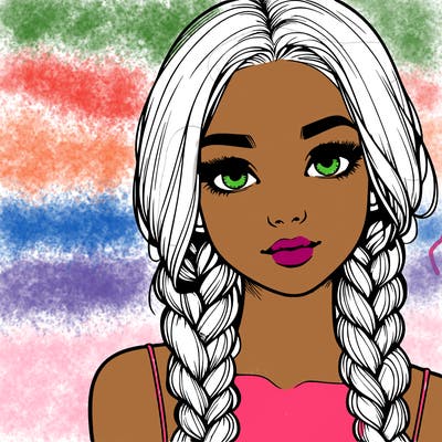 realistic girl with braids