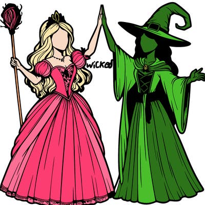 detailed realistic split of a princess and a witch
