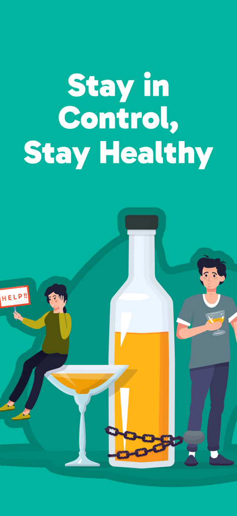 Alcohol Drink Tracker - Alcohol habit tracker illustration with text Stay in Control Stay Healthy