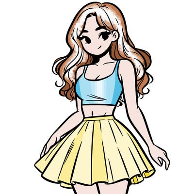 woman in a skirt and crop top