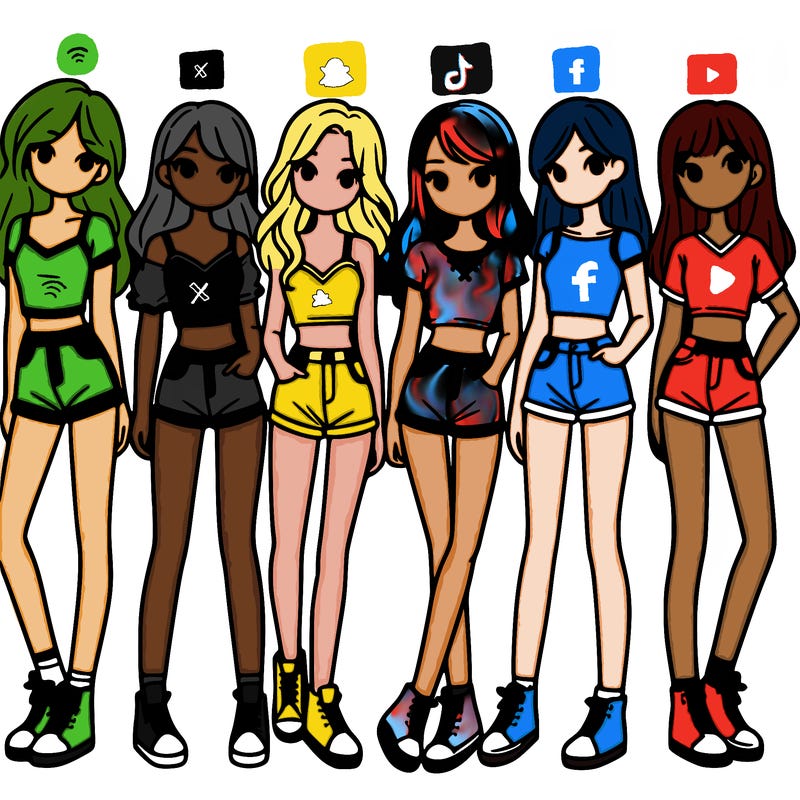 a group of girls wearing crop tops and shorts