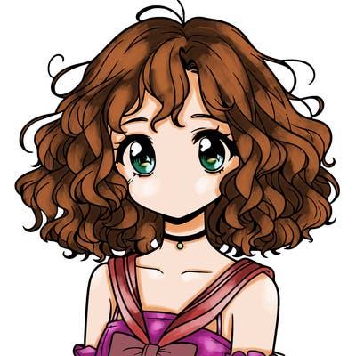manga character a girl curly hair