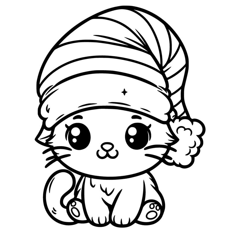 cute kitty wearing a christmas hat