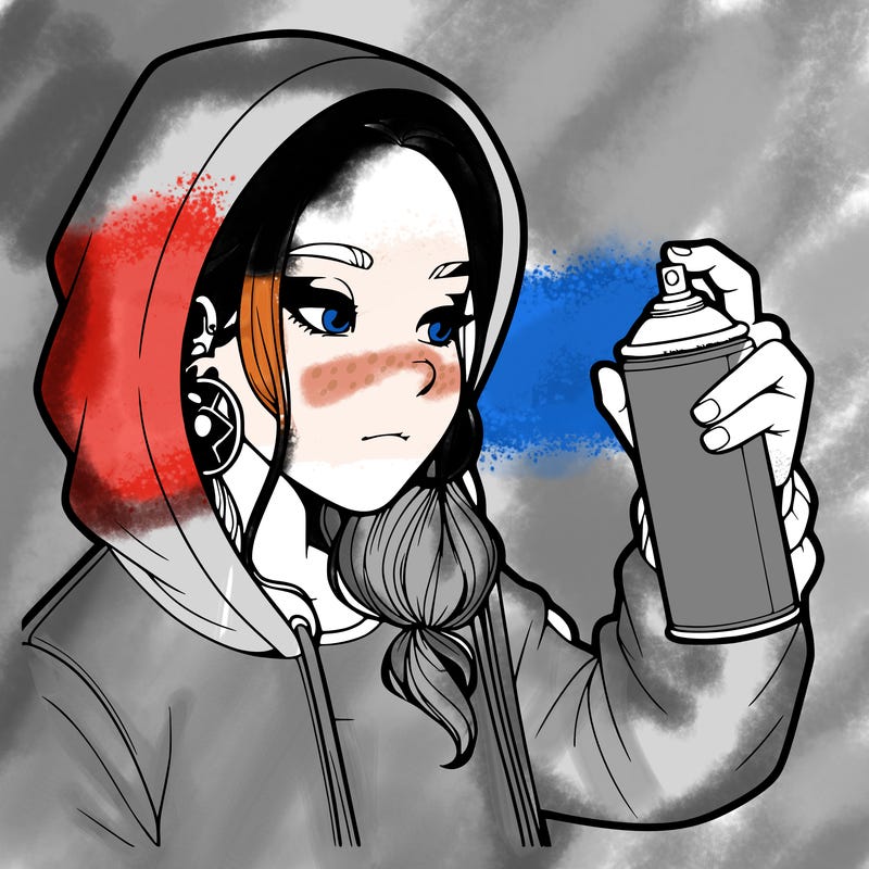 a realistic girl, spray painting