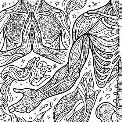 Dive into a unique artistic journey with this captivating Abstract Human Body Parts coloring page, showcasing the elegance of the human form through intricate patterns. This template offers a sophisticated and engaging challenge for artists seeking to explore anatomy in a mindful and creative way.