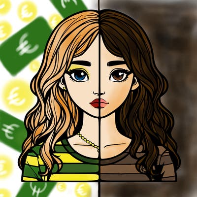 realistic girl split 2 side