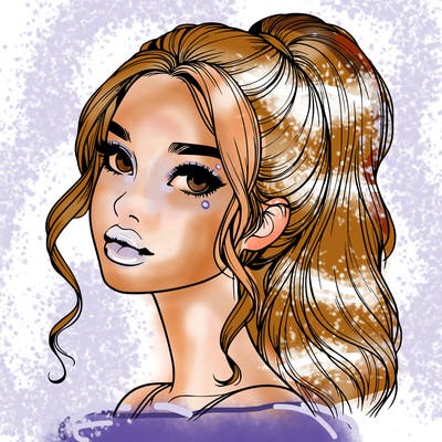 realistic girl with a ponytail on her hair and lips