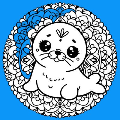a cute baby seal mandala