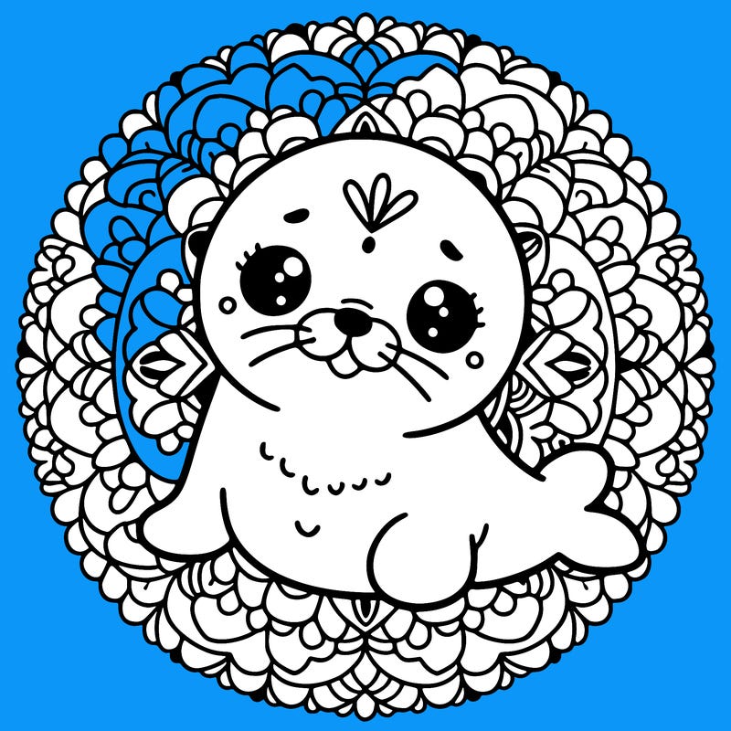 a cute baby seal mandala