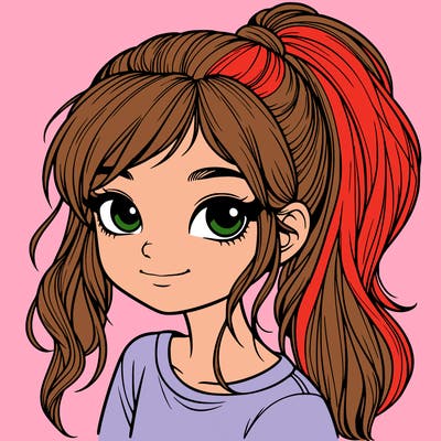 realistic girl with ponytail