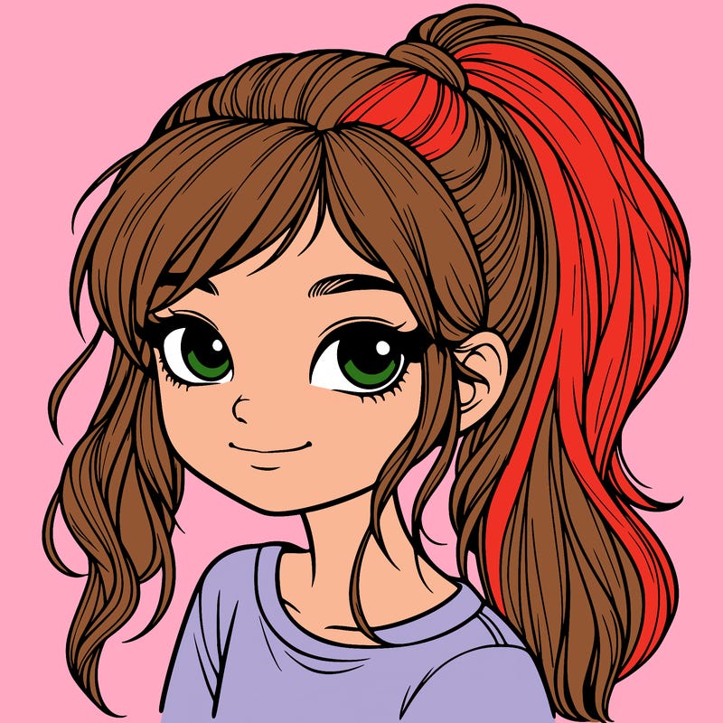 realistic girl with ponytail
