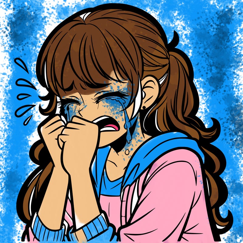 teenage girl crying