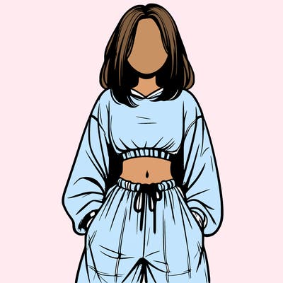 realistic girl faceless with baggy pants and a crop top