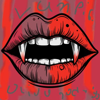 lips with vampire teeth