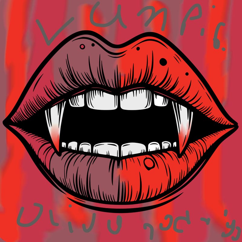 lips with vampire teeth