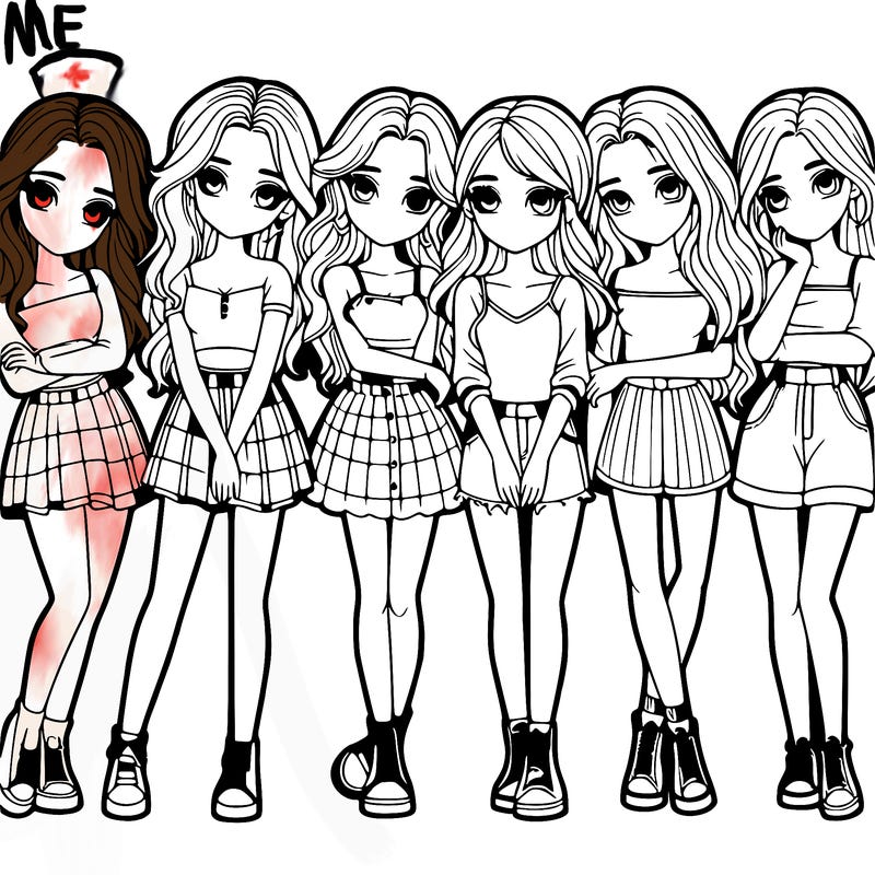 a group of girls realistic