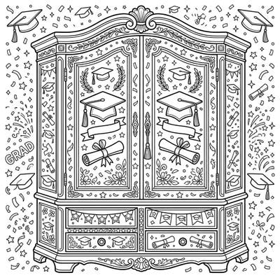 Commemorate a special milestone with this intricately designed graduation wardrobe coloring page. It's a wonderful way for teens and adults to relax and celebrate academic achievement.