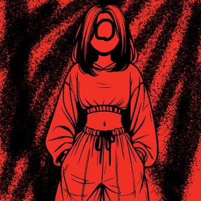 realistic girl faceless with baggy pants and a crop top