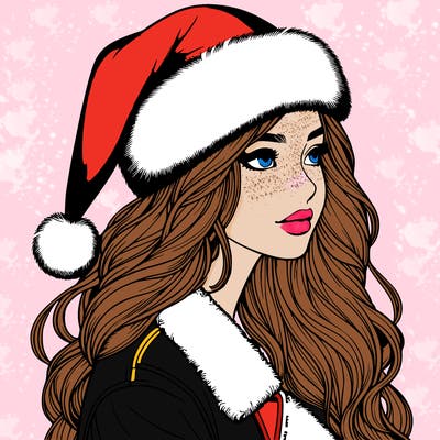 realistic girl in santa hat