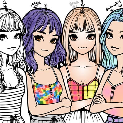 four realistic girls