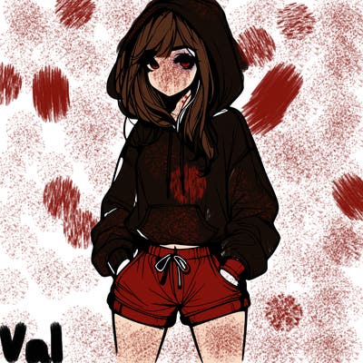 realistic girl in shorts and hoodie