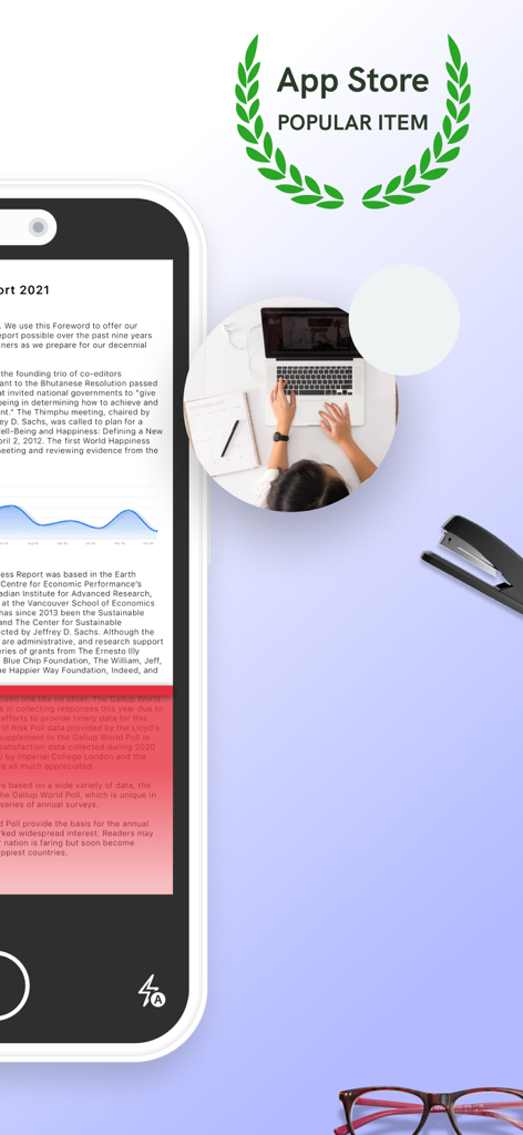 DocSignアプリで書類のスキャンが表示されているiPhone画面、人気アイテム賞付き