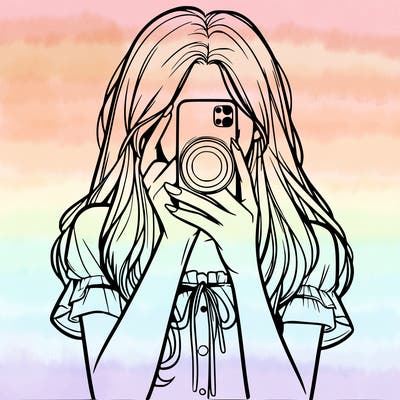 a realistic girl holding her phone taking pictures