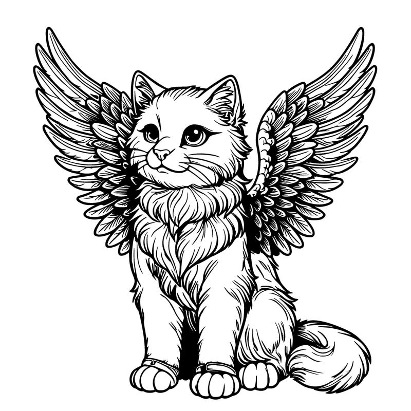 realistic cat with bird wings