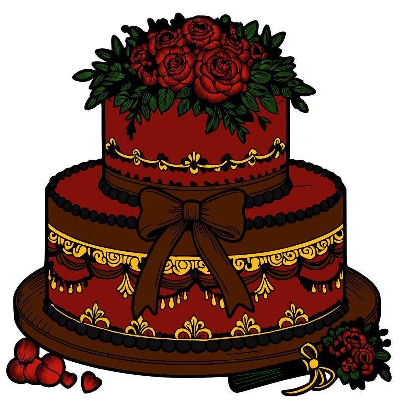 wedding cake in detailed and realistic style